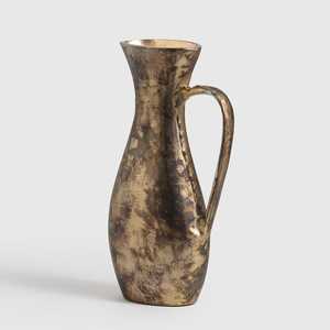 Vase à fleurs vintage Art Déco en métal doré, fait main en aluminium décoratif avec des points noirs pour la maison, le baptême, le mariage - Product Image 2
