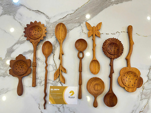 Modern Wood Asian Zen Spaghetti <b>Spoon</b> Pasta Fork Noodle <b>Spoon</b> with Teeth Mirror Polish Party Utensil <b>Serving</b> Cooking - Product Image 4