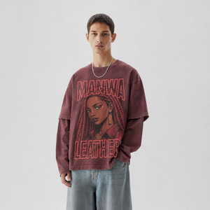 T-shirt décontracté surdimensionné pour homme 100 % coton, double couche, style hip-hop, uni, manches doubles, faible MOQ, prix abordable, OEM - Product Image 5