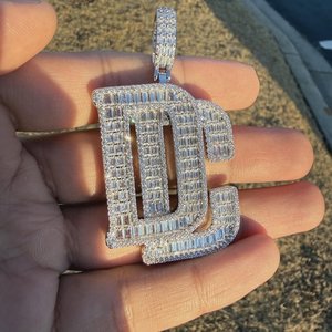 Colgante de Letra Personalizado de Plata de Ley 925 con Moissanita y Diamantes VVS, Estilo Hip Hop Bling, Joyería Personalizada Unisex - Product Image 5