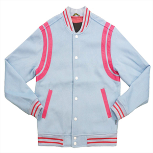 เสื้อแจ็คเก็ตวาร์ซิตี้ผู้ชาย สีแดงอมน้ำตาล แขนเสื้อสีครีม ปักตัวอักษร S สไตล์พรีปปี้ ปกเสื้อพับได้ ทรงปกติ ใส่ได้ในฤดูใบไม้ร่วง - Product Image 3