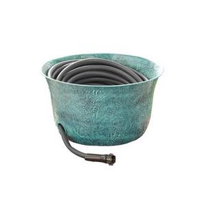 Elegante Recipiente para Guardar Mangueras de Jardín con Relieve Azul Verdoso y Salida Lateral, Organizador Decorativo para Exteriores - Product Image 1