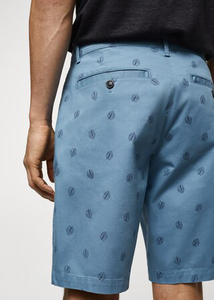 Pantalones Cortos Oxford para Hombre, Diseño de Puntos Azul Claro, Cintura Media, Cierre de Botones, con Bolsillos, Transpirables, de Algodón - Product Image 4