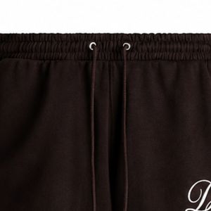 Shorts de sport décontractés en molleton épais pour homme, noirs, avec cordon de serrage et logo brodé, fabricant OEM ODM - Product Image 5