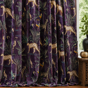 Velvet Golden Mustard Bird of Paradise Print Luxury <b>Curtain</b> Boho <b>Curtain</b> Can Customised to Blackout Drapes Vintage Style Cotton - Product Image 1