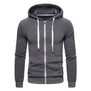 Sweat à capuche zippé pour homme, idéal pour la musculation et le sport d'automne, en polaire respirante, motif camouflage brodé, couleur unie - Product Image 1