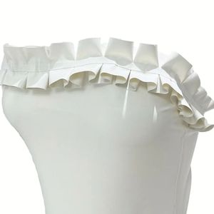 Elegant Strapless Satin Mermaid Wedding <b>Dress</b> With Ruffles Floor-Length Formal Gown - Product Image 6