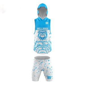 Ensemble maillot et short de football 7v7 sublimé BULLDOGS, sans manches, à capuche, respirant, en polyester, unisexe, pour adulte, uniforme d'équipe - Product Image 2
