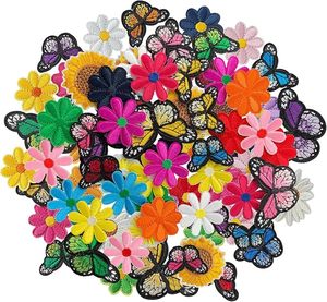 AXEN 42 pièces de patchs thermocollants papillons et fleurs, appliques brodées sur le thème des fleurs pour vêtements, vestes, chapeaux, sacs à dos - Product Image 3