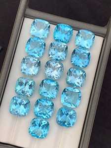 Topaze bleue naturelle taille coussin 20 carats, pierre précieuse de clarté immaculée, pierre libre certifiée par un tiers pour la fabrication de bijoux en gros - Product Image 3