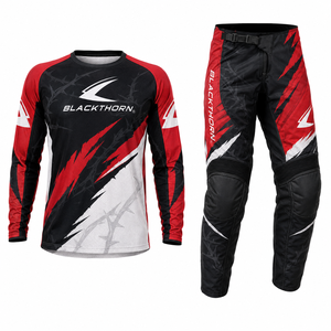 Ensemble de maillot et pantalon de motocross personnalisé pour homme, manches longues, équipement de course moto, taille adulte, impression par sublimation, Spandex/Polyester - Product Image 1