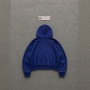 Sweat à capuche bleu oversize zippé 100% coton doux French Terry, style décontracté, tendance, style urbain, automne - Product Image 6