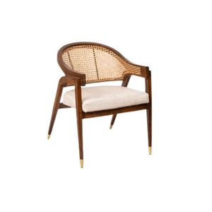 Solid Wood Ivoa Midcentury Modern <b>Dining</b> <b>Chair</b> Linen Rope Seat Curved Back <b>Dining</b> Seating for Home Apartment - Product Image 5