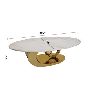 Table basse sculpturale en acier inoxydable avec plateau élégant en marbre - Product Image 2
