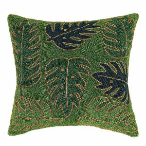 Nouvelle arrivée : housse de coussin en perles de verre à motif de feuilles, housse de coussin décorative à perles, coussin d'appoint fait main à prix de gros - Product Image 1