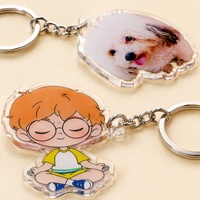 Porte-clés photo personnalisé en acrylique, breloque étanche transparente découpée sur mesure avec portrait d'animal de compagnie ou personnage de dessin animé, tendance