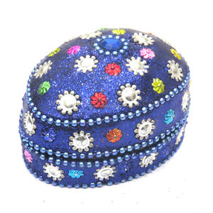 Boîte à bijoux ovale en laque scintillante perlée, petite boîte à bibelots, décoration de table, cadeau de mariage indien fait main - Product Image 2