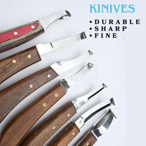 Farrier Hoof Knife Set Wooden Handle Ergonomic Grip Including Detachable Loop Knife Dual Side Sharpe <b>Blade</b> and D <b>Blade</b> Knife - Product Image 4