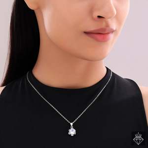 PRAO <b>Stainless</b> <b>Steel</b> Flower Pendant with Radiant Shine Crystal Stone Crystal Pendants & Charms - Product Image 1