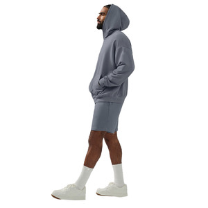 Conjunto de Sudadera con Capucha y Pantalones Cortos para Hombre, 100% Algodón, Felpa Transpirable, Logotipo Personalizado en la Parte Delantera, Servicio OEM, Casual, Primavera - Product Image 3
