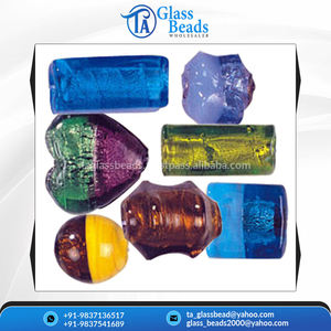 Perles en verre faites à la main, type uni, argentées, bicolores, à grand trou, pour artisanat, fabrication de bijoux de mode DIY, décoration - Product Image 2
