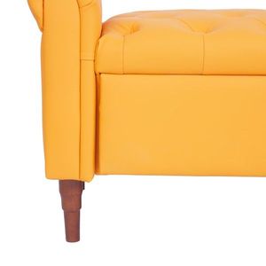 Multifunctional Orange Sofa Stool with PU Leather Armrests for Living Room Storage - Product Image 6