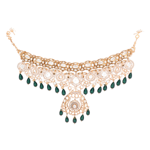 Krisha Green Polki Pearl Choker Set-Gold Plated Fine Bridal Jewelry - Product Image 3
