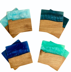 Sous-verres en résine et bois, lot de 4 sous-verres de différentes couleurs, moules pour sous-verres et tapis, artisanat de qualité supérieure - Product Image 1