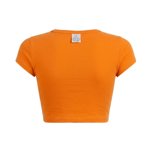 เสื้อยืดสั่งทำขายส่งสำหรับผู้หญิง สีส้ม กางเกงขาสั้น ทรงเข้ารูป คุณภาพพรีเมียม แห้งเร็ว ระบายอากาศได้ดี เสื้อยืดโพลีเอสเตอร์สั่งทำสำหรับฤดูร้อน - Product Image 2