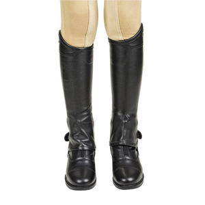 Bottes d'équitation en cuir noir avec fermeture à pression latérale pour l'entraînement et la compétition équestre - Product Image 2