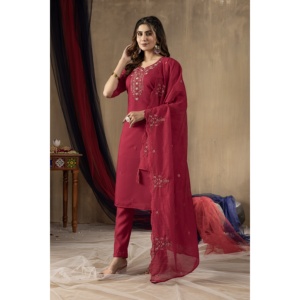 Ensemble élégant Kurti, pantalon et dupatta pour femmes - Product Image 4