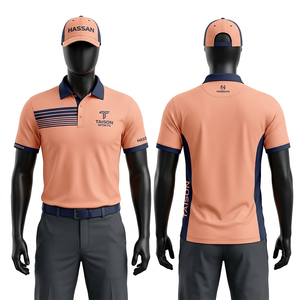 Polo de golf pour homme en polyester et élasthanne premium 180 GSM, rose marine dégradé, panneau respirant, impression par sublimation, logo personnalisé. - Product Image 5