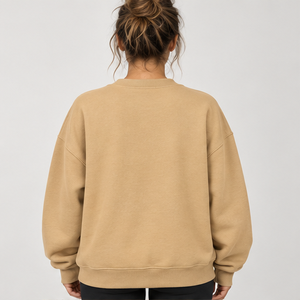 Sudadera de cuello redondo con letras de polka dots color camel para mujer, manga larga, logotipo personalizado - Product Image 3
