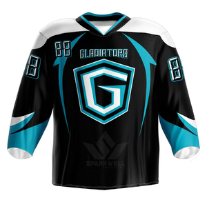 Maillot de hockey sur glace pour homme, blanc, bleu, rouge, col en V, manches longues, maille sublimée, évacuation de l'humidité, uniforme d'équipe, numéro 88 - Product Image 4