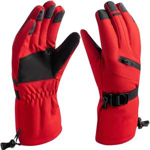 Waterproof Winter Ski <b>Gloves</b> Red Touchscreen Thermal Snowboard <b>Mittens</b> Windproof Warm Outdoor Sports <b>Gloves</b> with Zipper Pocket - Product Image 5