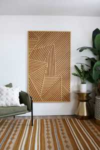 Panneau mural en bois géométrique moderne, décoration murale en bois artisanale pour salon, chambre et décoration intérieure - Product Image 1