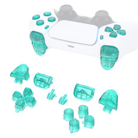 EXtremeRate Clear Emerald Green Full Button Set pour PS5 BDM-020 - Joysticks, Dpad, Trigger, Kit de remplacement des boutons d'action