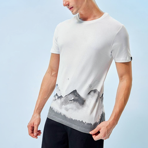 T-shirt blanc à manches courtes et col rond pour homme, coupe ample décontractée, 100 % coton, tissu jersey respirant et à séchage rapide - Product Image 6