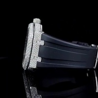 Jam Tangan Mewah Hip Hop Sport Charm Iced Rectangle Moissanite Full Paved Stainless Steel Rubber Sapphire Crystal 41mm Mekanik