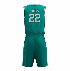 Ensemble Maillot et Short de Basketball Personnalisé Sublimé – Col en V, Sans Manches, Anti-Transpiration, Polyester, Unisexe Adulte – 22 Noms d'Équipes - Product Image 2