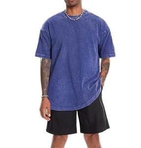 Solid Color <b>Blank</b> Crew Neck Top Quality Oversize T-Shirts Drop Shoulder Heavy <b>Weight</b> Breathable Plus Size Men Clothing T-shirt - Product Image 3