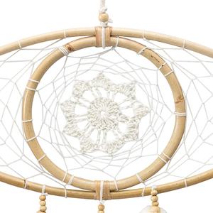 Atrapasueños Artesanal de Ángel Guardián, Arte Mural de Ratán y Macramé con Borlas y Cuentas - Product Image 3