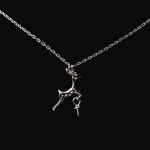 Pendentif en argent S925 cerf/eland avec chaîne de perles (7-13 perles) pour femme, accessoires de bricolage semi-finis, apprêts de bijoux pour collier 352 - Product Image 4