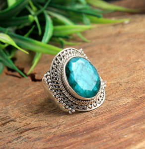 Natural <b>Turquoise</b> <b>Ring</b> 925 Sterling Silver Handmade Oval Blue <b>Turquoise</b> Statement <b>Ring</b> Vintage Boho Gemstone Jewelry - Product Image 4