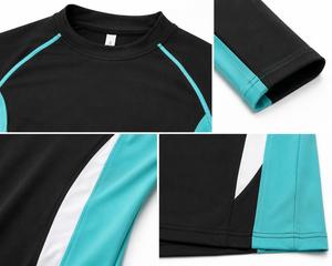 <b>Men</b> Full Sleeve <b>Rash</b> <b>Guard</b> Black/Teal/White Blocked Design Quick Dry Anti-UV Eco-Friendly Breathable Spandex Polyester Adult - Product Image 5