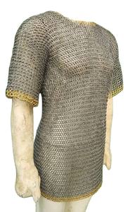 Camisa de Cota de Armadura Medieval Hecha a Mano de Acero Suave con Anillos de Latón Remachados Planos, Armadura Histórica para Recreación, Cosplay y Halloween - Product Image 2