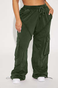 Nouveauté : Pantalon de jogging plat en molleton pour femme, style streetwear hiver, 85 % coton/15 % polyester, taille élastiquée, écologique - Product Image 2