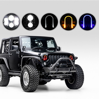 Phare LED rond ECE R10 DOT de 7 pouces pour Wrangler JK LJ TJ CJ 80W, faisceau haut et bas