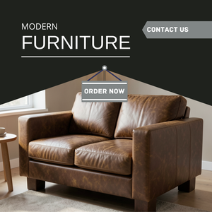 Sofá de Cuero Vacuno Genuino, Estilo Moderno Minimalista, Proporciones Elegantes, Asientos Cómodos para Proyectos de Interiores de Sala de Estar - Product Image 5