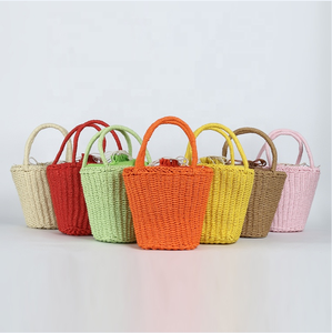 Power through your busy workday with this trendy Natural yarn bag designed with a yellow woven body and sturdy <b>top</b> handles - Product Image 5